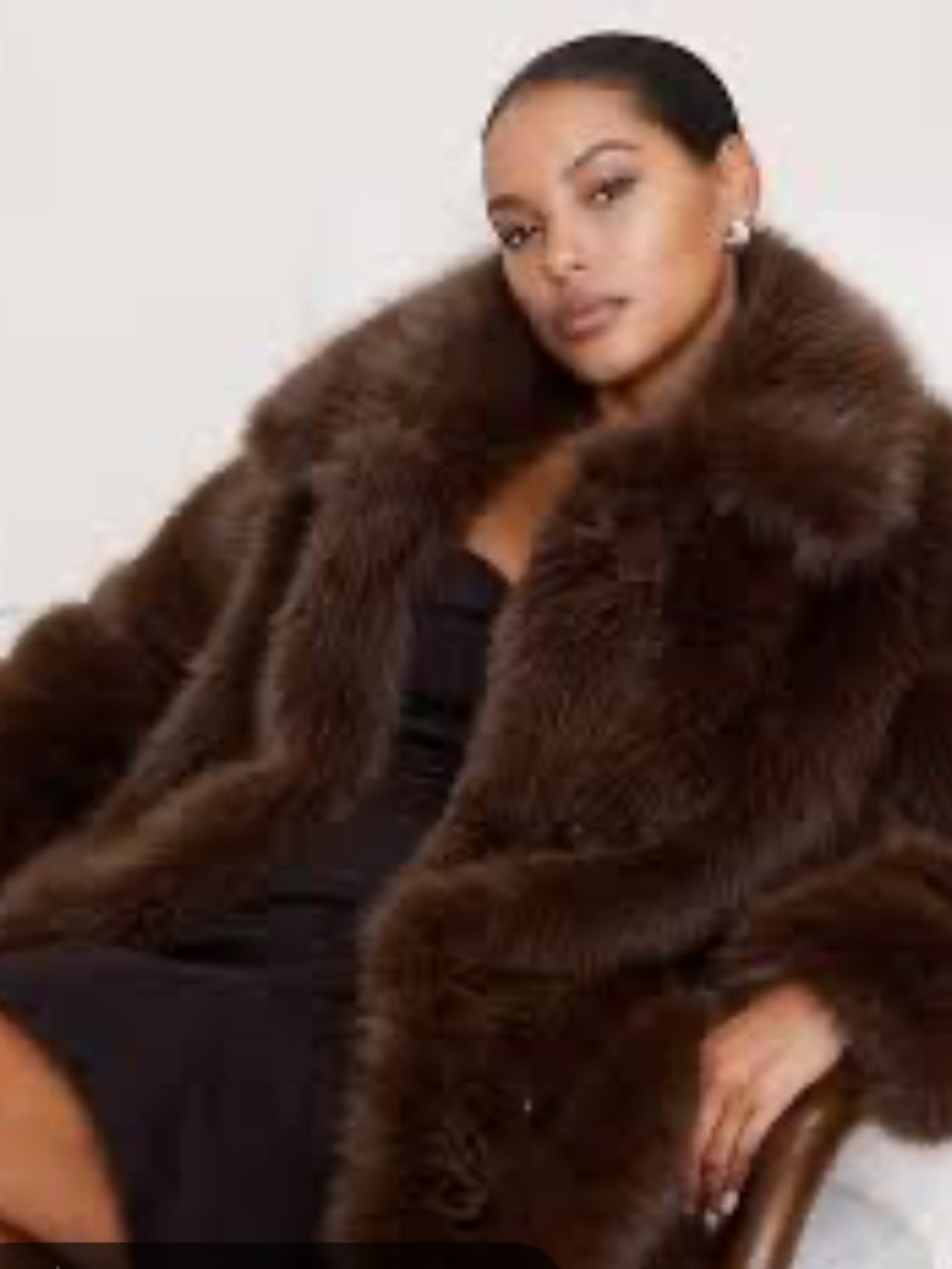 Banana Republic Faux Fur Long Coat in Deep Brown